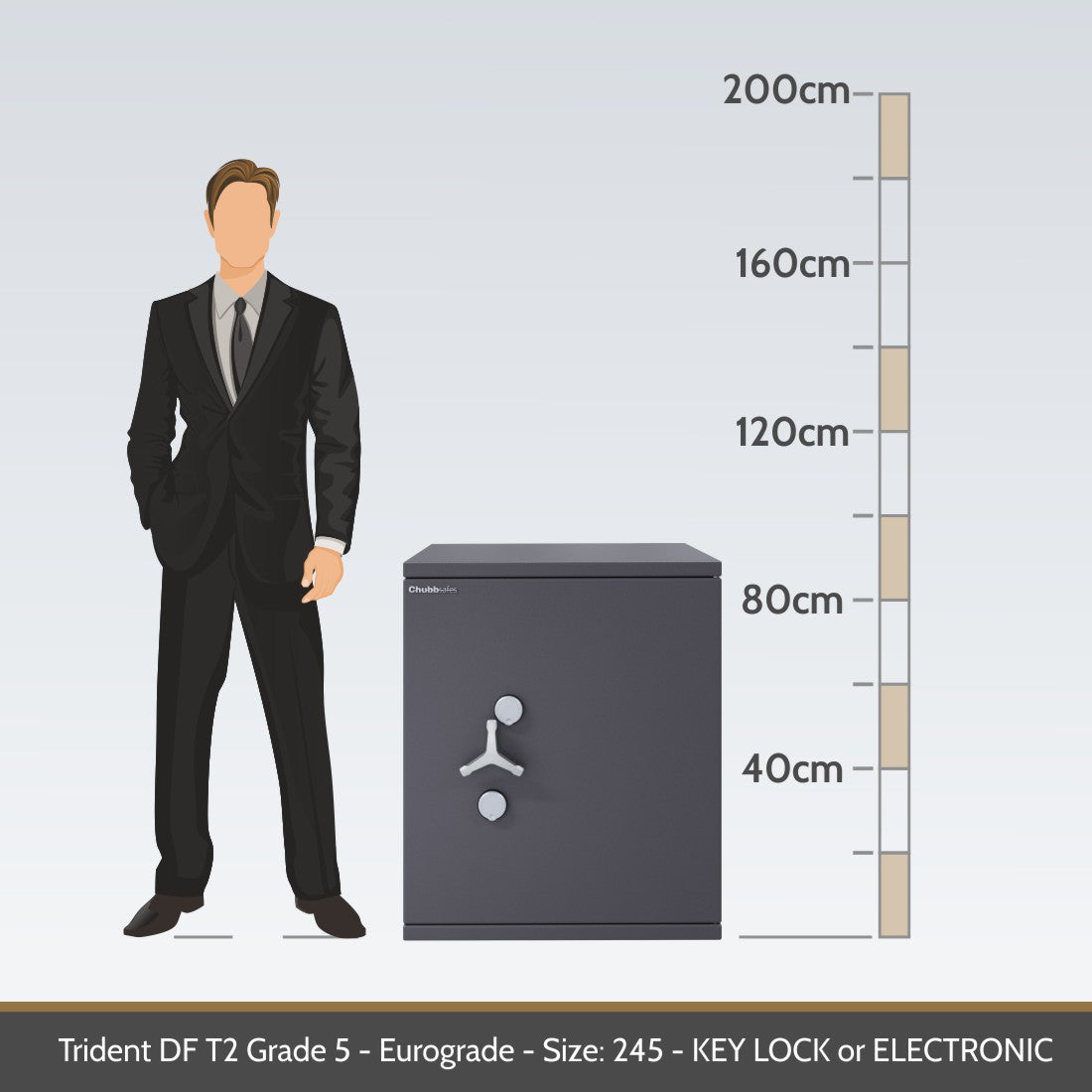 Chubbsafes, Trident DF T2 Eurograde 5 Safe – Size: 245K – KEY LOCK