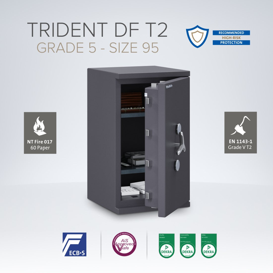 Chubbsafes, Trident DF T2 Eurograde 5 Safe – Size: 95K – KEY LOCK