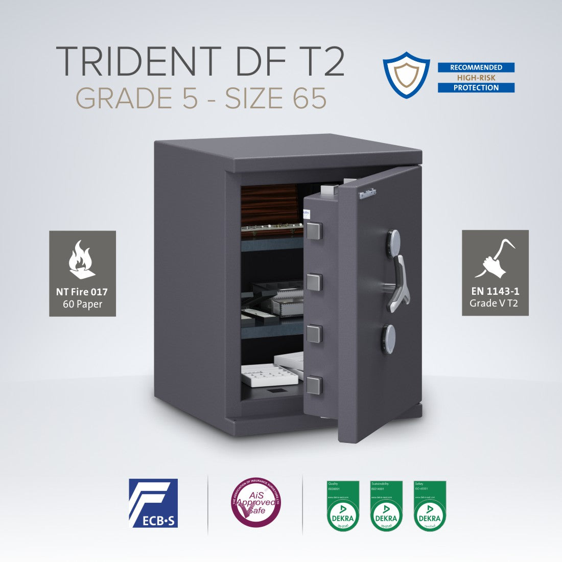 Chubbsafes, Trident DF T2 Eurograde 5 Safe – Size: 65K – KEY LOCK