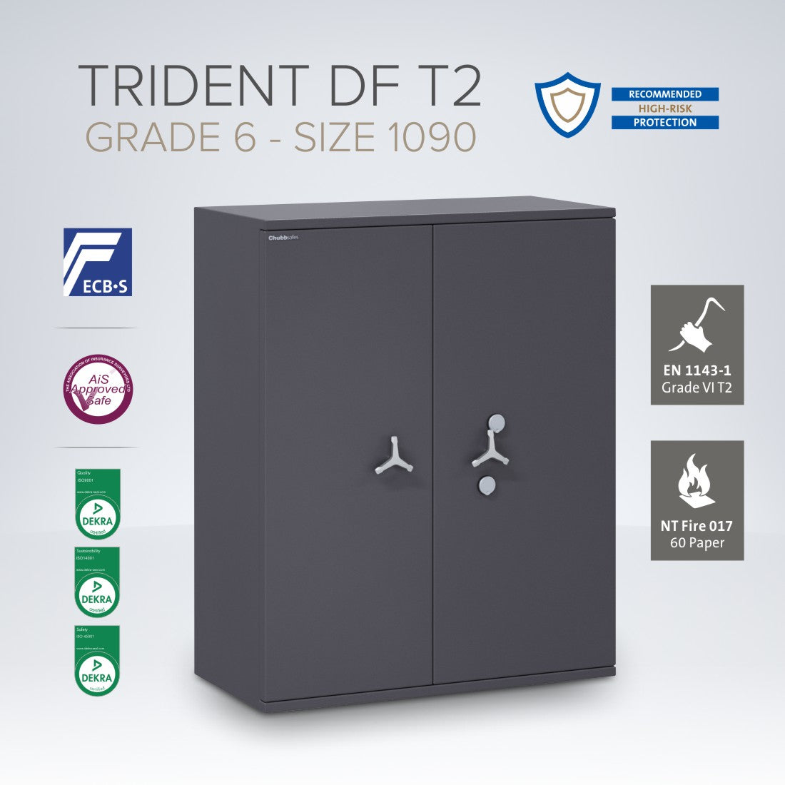 Chubbsafes, Trident DF T2 Eurograde 6 Safe – Size: 1090K – KEY LOCK