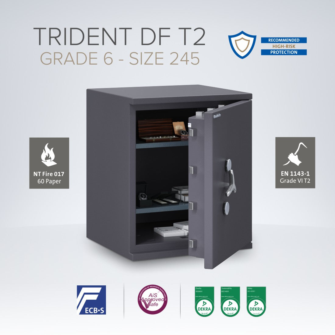 Chubbsafes, Trident DF T2 Eurograde 6 Safe – Size: 245K – KEY LOCK