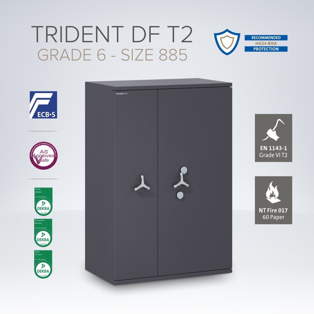Chubbsafes, Trident DF T2 Eurograde 6 Safe – Size: 885K – KEY LOCK