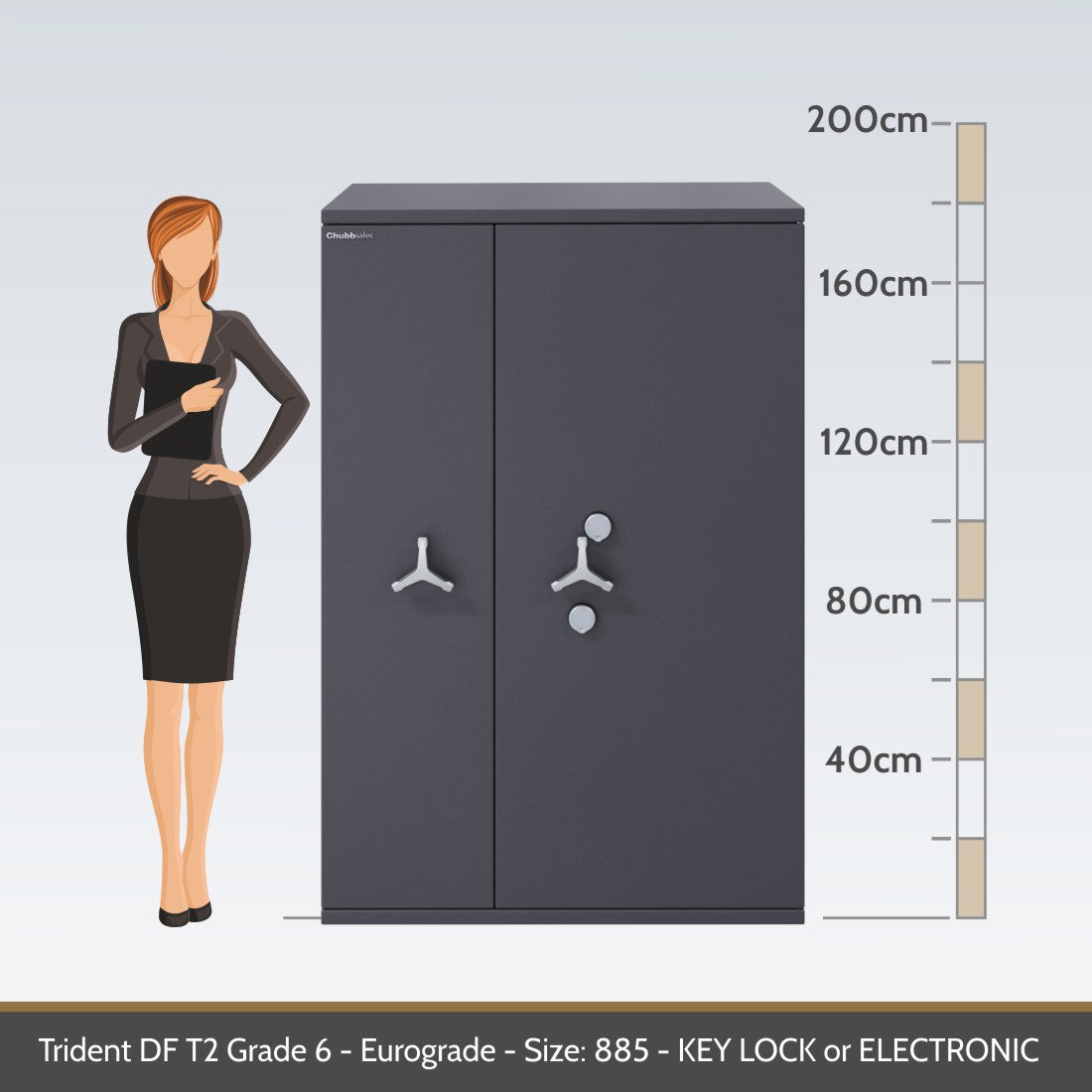 Chubbsafes, Trident DF T2 Eurograde 6 Safe – Size: 885K – KEY LOCK