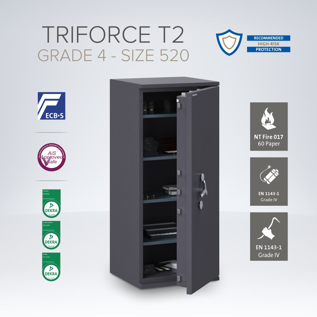 Chubbsafes, Triforce Eurograde 4 Safe – Size: 520K – KEY LOCK