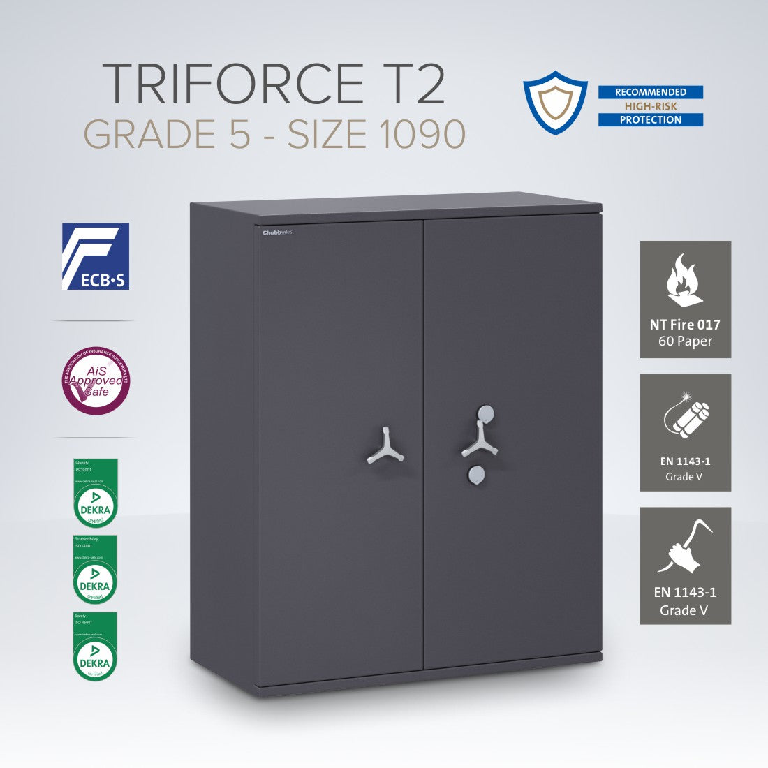 Chubbsafes, Triforce Eurograde 5 Safe – Size: 1090K – KEY LOCK
