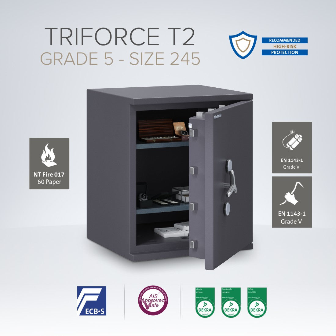 Chubbsafes, Triforce Eurograde 5 Safe – Size: 245K – KEY LOCK