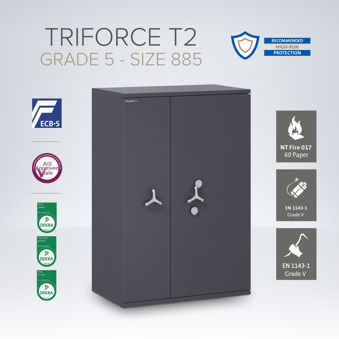 Chubbsafes, Triforce Eurograde 5 Safe – Size: 885K – KEY LOCK