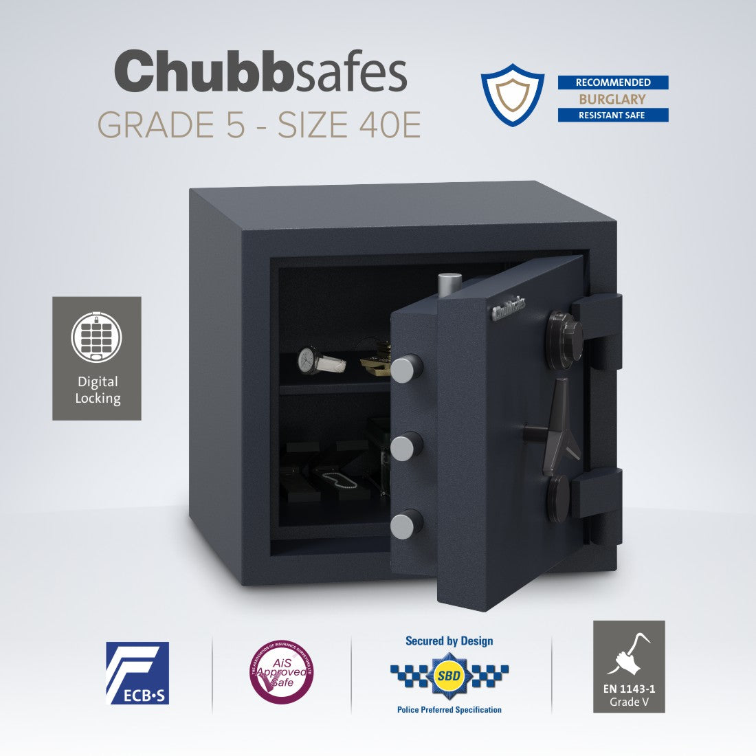 Chubbsafes Grade 5 - Size 40E safe with open door.