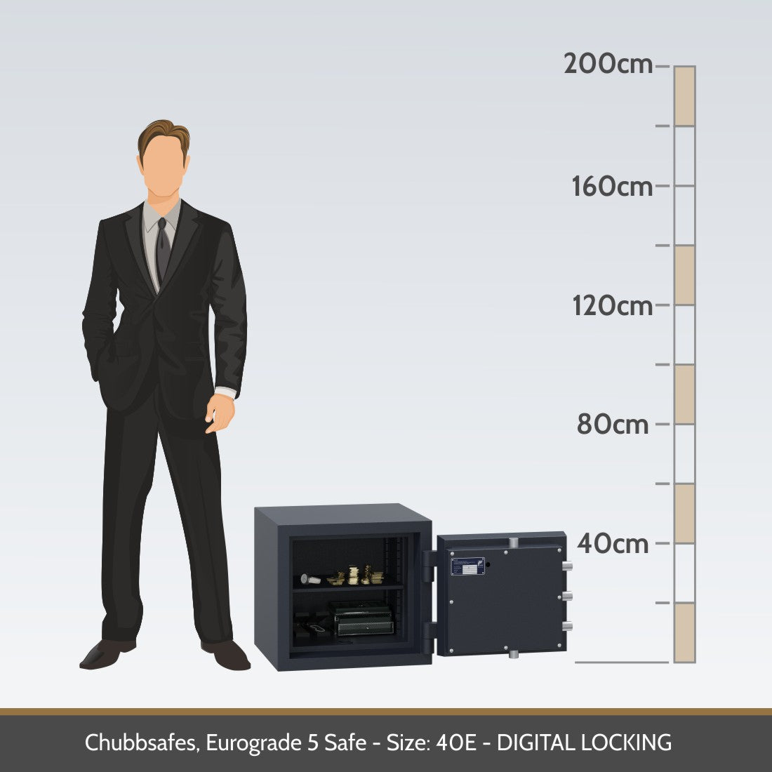 Chubbsafes Grade 5 40E. Representative size diagram.