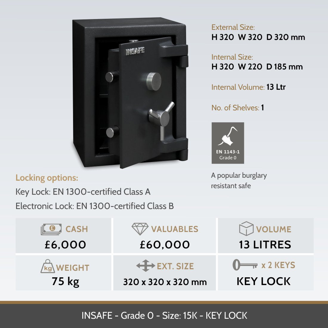Insafe, Britannia Eurograde 0 Safe – Size: 15K – KEY LOCK