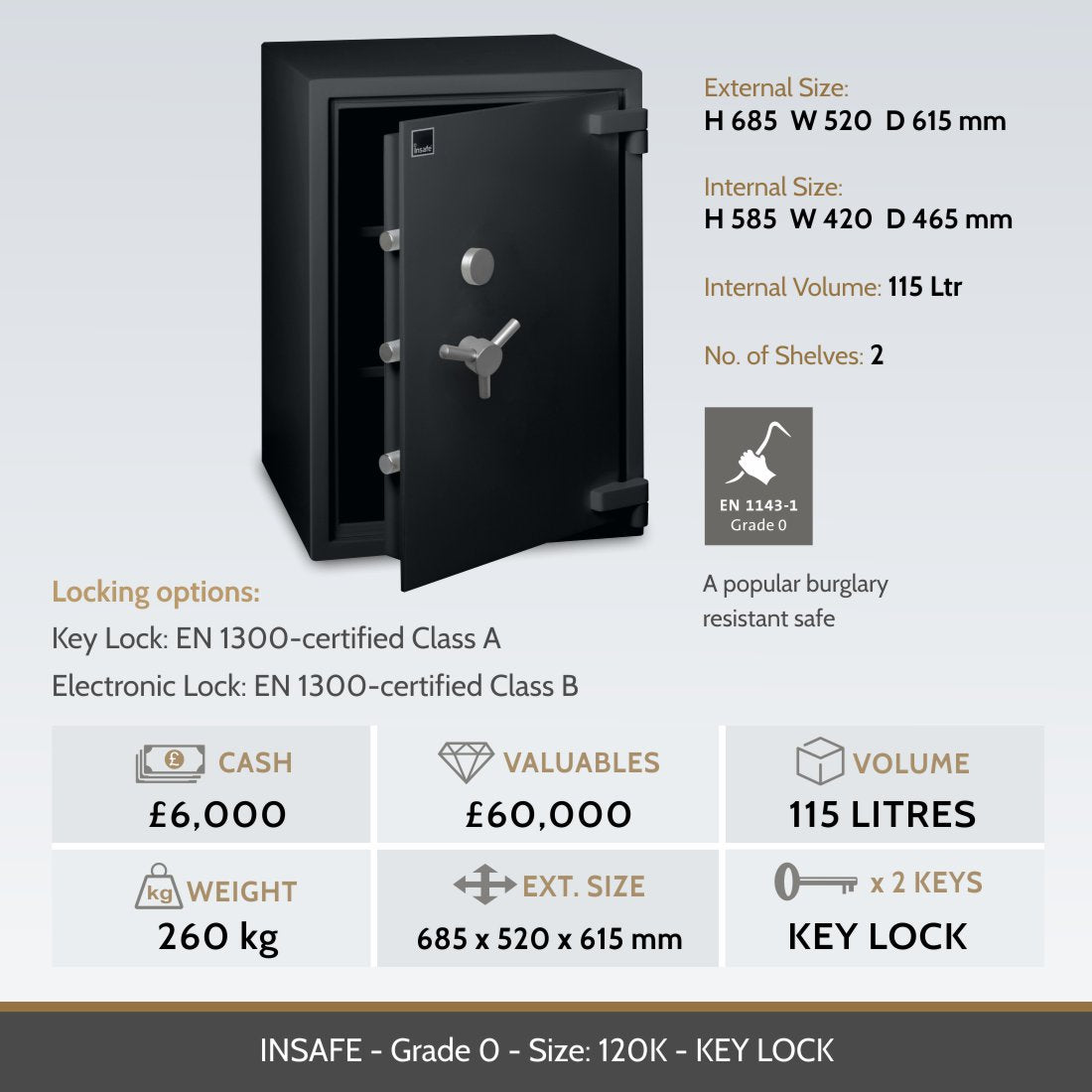 Insafe, Britannia Eurograde 0 Safe – Size: 120K – KEY LOCK