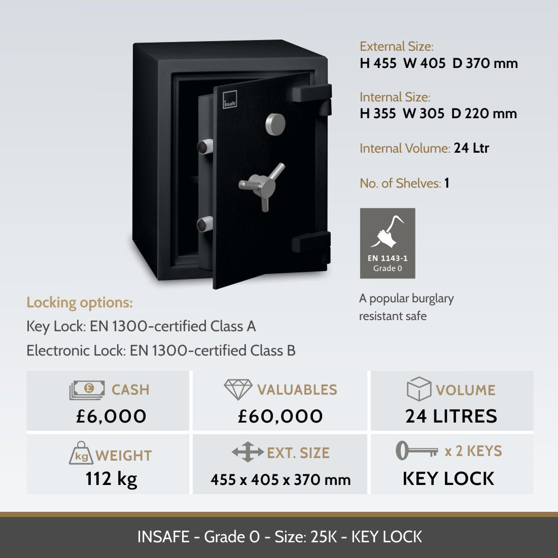 Insafe, Britannia Eurograde 0 Safe – Size: 25K – KEY LOCK