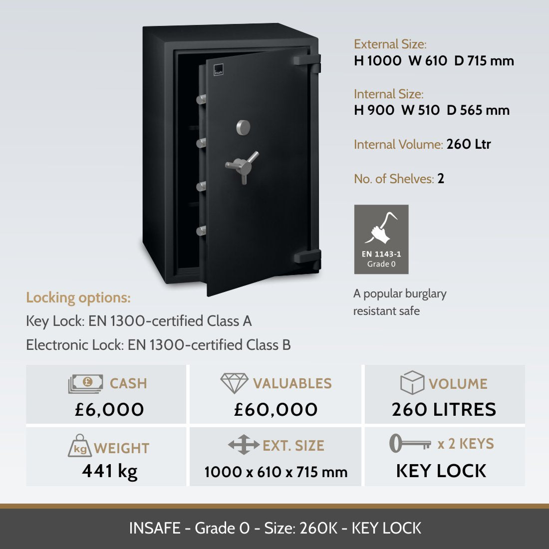 Insafe, Britannia Eurograde 0 Safe – Size: 260K – KEY LOCK