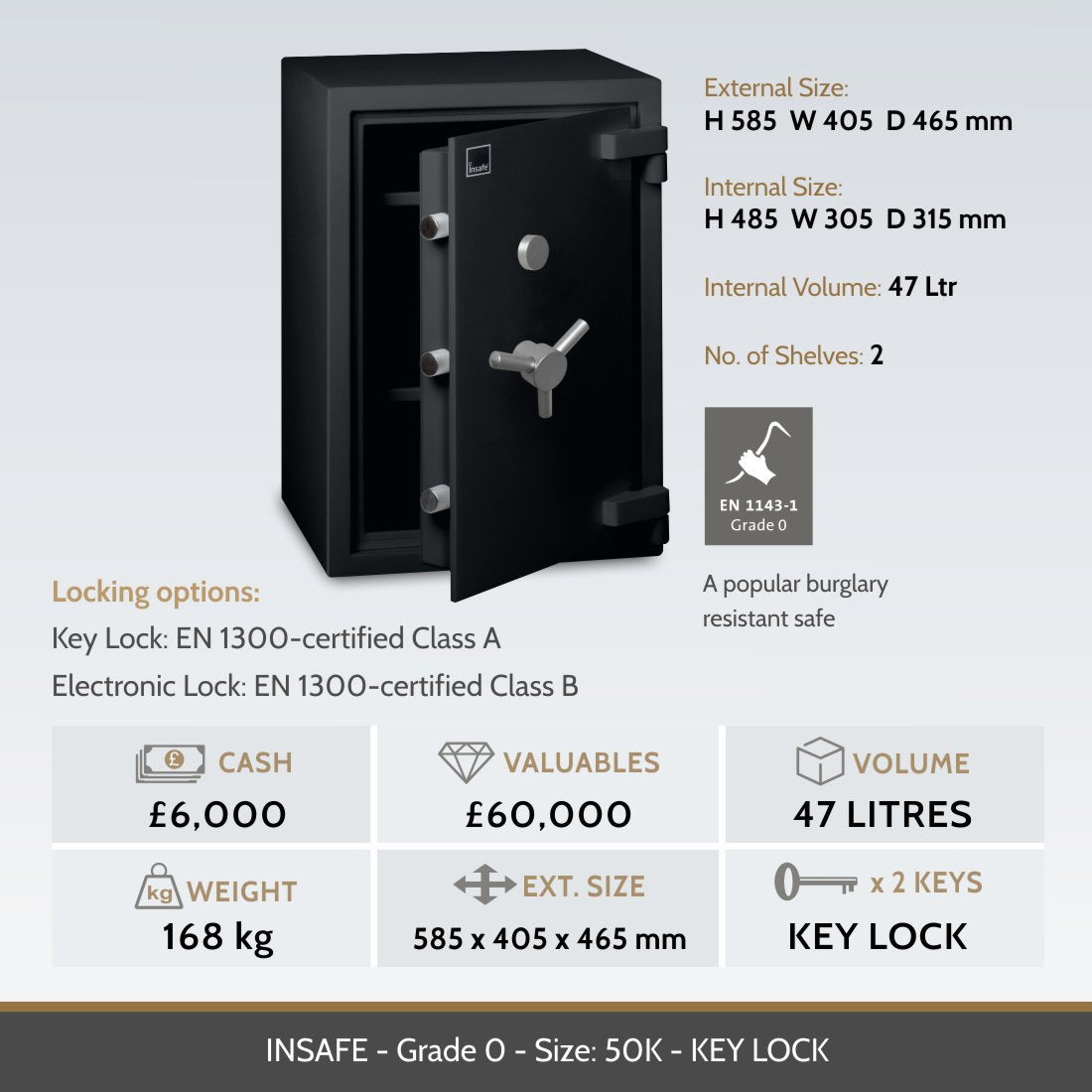 Insafe, Britannia Eurograde 0 Safe – Size: 50K – KEY LOCK