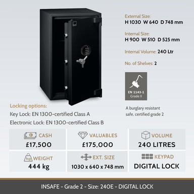 Insafe Grade 2 240E safe image and specifications table