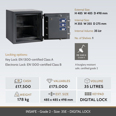 Insafe Grade 2 35E safe image and specifications table