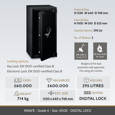 Insafe Grade 4 300E safe image and specifications table
