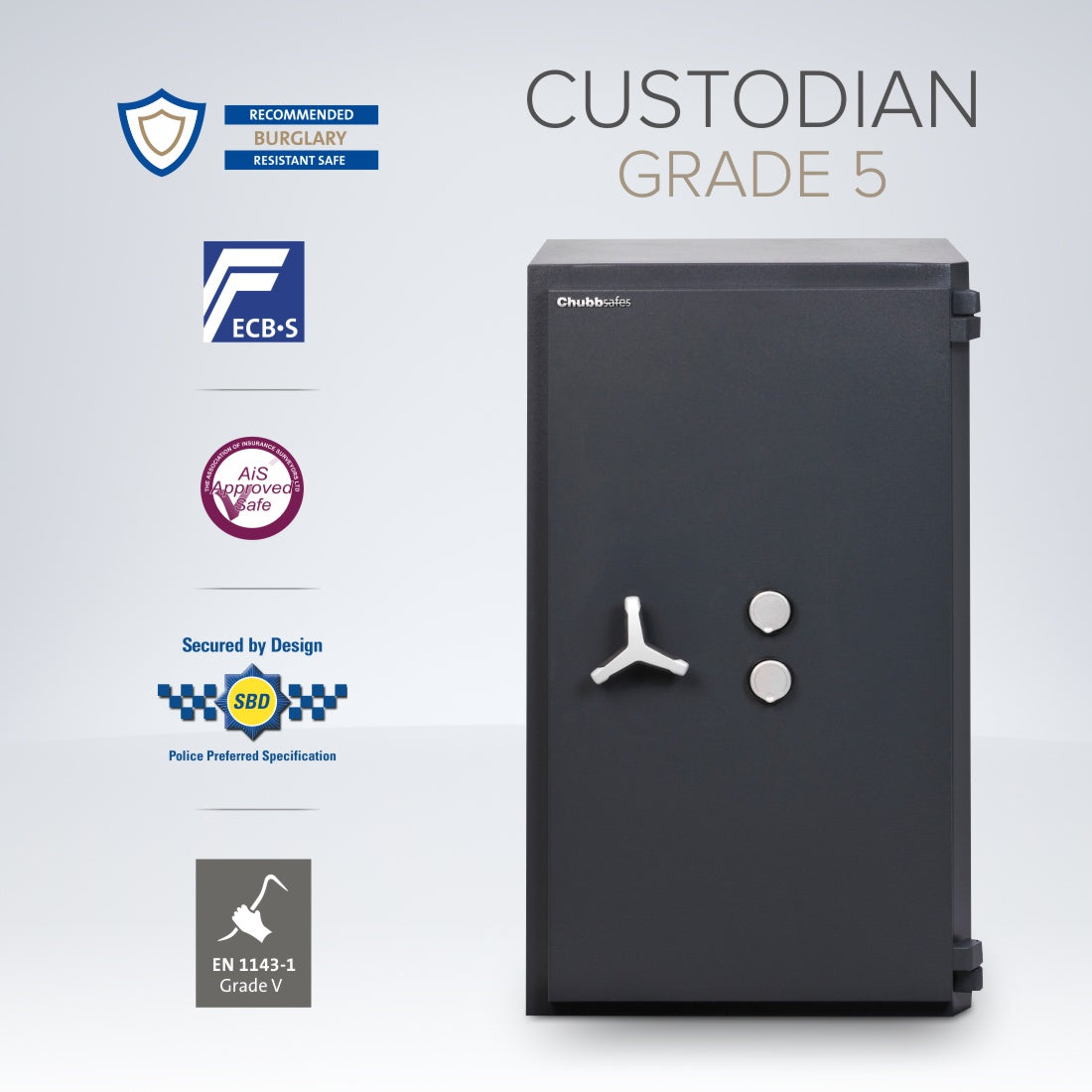 Chubbsafes, Custodian Eurograde 5 Safe - Size: 310 - DUAL KEY LOCKING