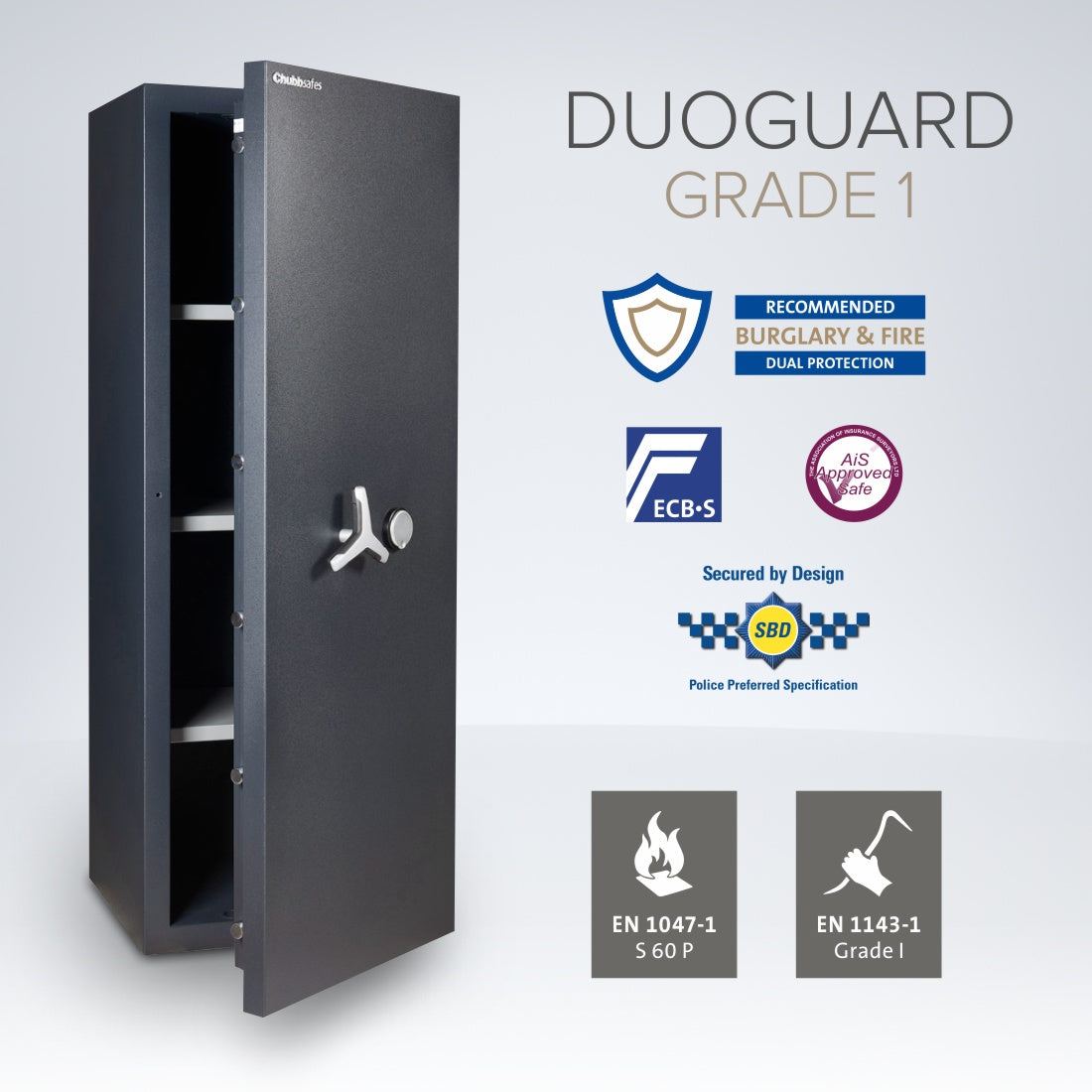 Chubbsafes, DuoGuard Eurograde 1 Safe - Size: 350K - KEY LOCK