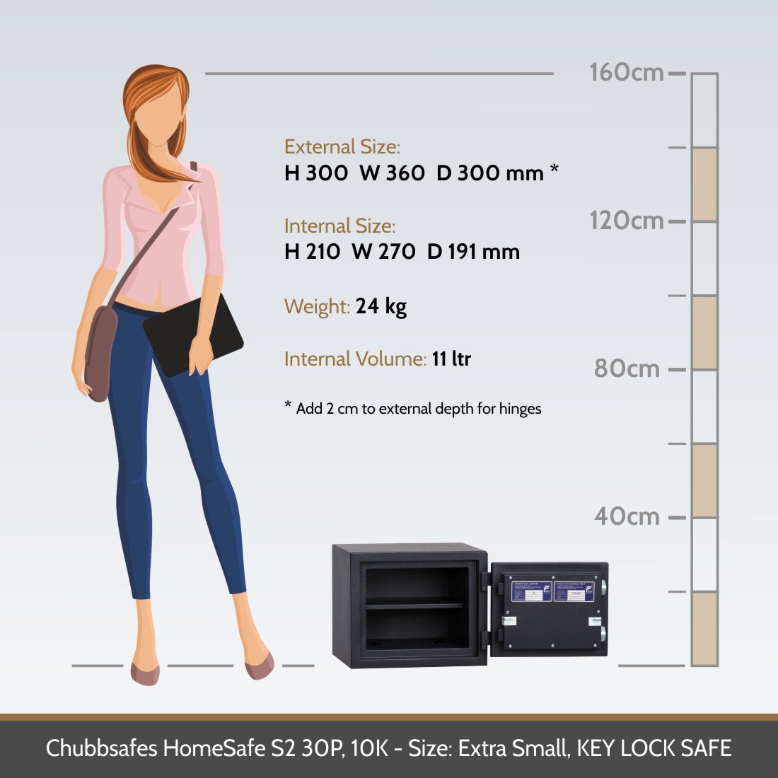 Chubbsafes, HomeSafe S2 30P - 10K - Size: Extra Small - KEY LOCK