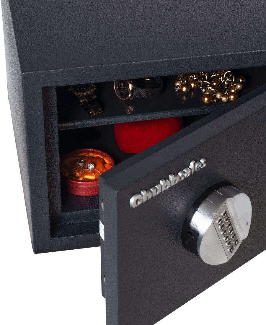 Door and badge of a Chubbsafes HomeSafe S2 30P, 20E Digital Lock Safe
