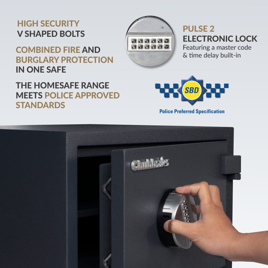 Pulse lock on a Chubbsafes HomeSafe S2 30P, 50E Digital Lock Safe