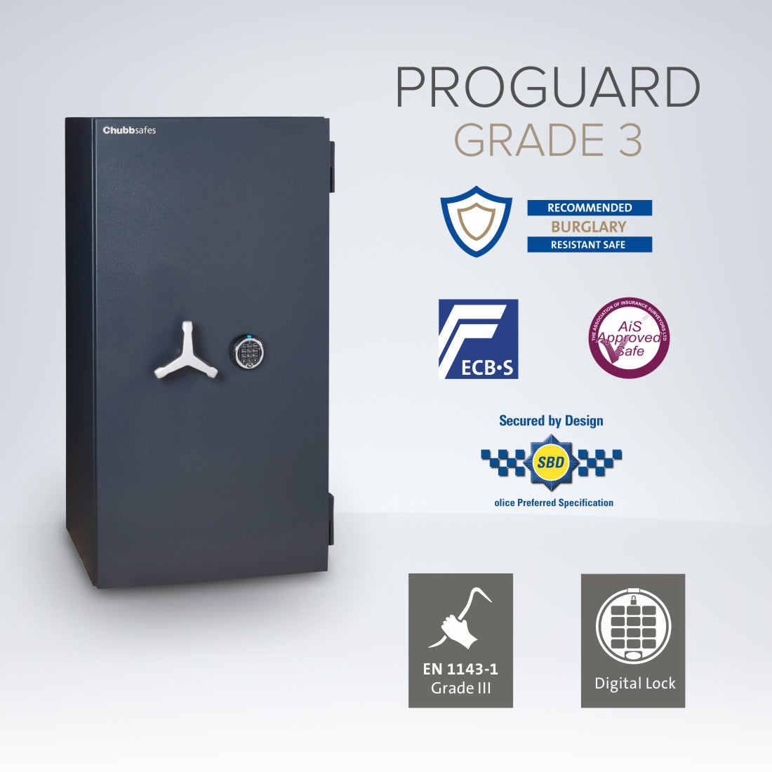 Chubbsafes ProGuard Eurograde 3 Safe Size 200E digital locking safe