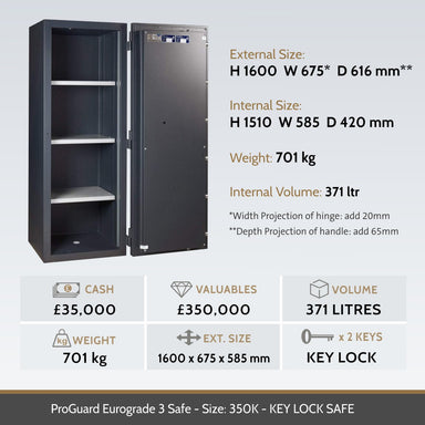 key features Chubbsafes ProGuard Eurograde 3 Size 350K key locking safe 