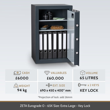 Chubbsafes ZETA Eurograde 0 Safe 65K Size Extra Large KEY LOCK