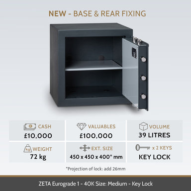 key features for a Chubbsafes Zeta Eurograde 1 Safe 40K Size Medium KEY LOCK